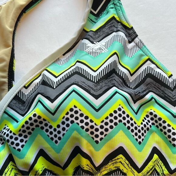 ZeroXPosur Women's Swim Top Racerback mint green/blk/ylw multi Size 18W - Picture 8 of 8